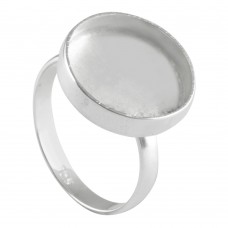 Round shape silver blank bezel cup casting ring for stone setting